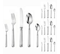 Léger Luxe Forgé Solide Colonne Romaine Poignée Cuisine en Acier Inoxydable Argenterie Vaisselle Couverts Ensemble De Steak Couteau Fourchette Cuillère À Café (Argent,20 pièces)
