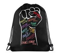 Léger Pratique Sacs À Cordon Mois De L'Histoire des Noirs : Les Leaders Inspirants, Le Pouvoir, Le Poing Et La Main Sac À Dos Sport À Cordon Unisexe Sac De Gym À Cordon pour École, Camping