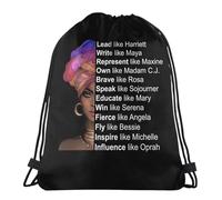 Léger Sac À Dos À Cordon Femmes Noires Puissantes du Mois De L'Histoire des Noirs Pochette À Cordon Premium Sac De Piscine pour Homme Gym Femme 36X42Cm