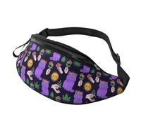 Léger Sac À La Taille Chat Aux Yeux Psychédéliques d'halloween, Feuilles De Canna leur Sac À Taille Mode Fanny Pack pour Homme Femme D'Entraînement 14X35Cm