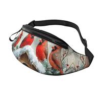 Léger Sac Sacoche Banane Impression d'oiseaux Cardinaux d'hiver Sac De Taille Réglable Sacoche Homme Bandouliere pour Promenade De Chien Cyclisme Homme 14X35Cm
