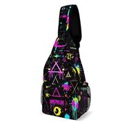 Léger Sacoche Bandouliere Magique Alchimique Gothique Trippy Violet Soleil Lune Sacs à Bandoulière Antivol,Casual Sac à Poitrine pour Voyage Camping Cyclisme