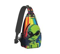 Léger Sacoche Homme Bandouliere Art Extraterrestre Rainbow OVNI Sling Bag Durable Cross Body pour Cyclisme Randonnée Femme