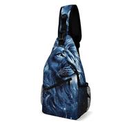 Léger Sacoche Porté épaule Art trippant du lion de l'espace du roi des animaux Sac à Bandoulière Casual,Multifonction Crossbody Bag pour Cyclisme école Randonnée