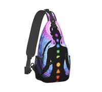 Léger Sacoche Tactique Méditation Yoga des Sept Chakras, Mandala Violet Lotus Sac De Poitrine Durable Sac Poitrine pour Voyage école Cyclisme