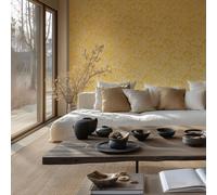 Livingwalls papier peint intissé à motif de feuilles en jaune, crème, beige, métallisé, papier peint décoratif 10,05 x 0,53 m Made in Germany - 781984
