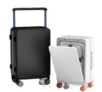 Léger Wide Handle Front-Opening Luggage, Jelly Wheels Stylish Minimalist Carry-on Travel Suitcase (Unisex)(Ash,20 inches)