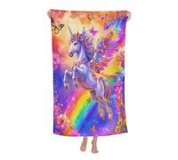 Légère Serviette De Plage, Cheval Rainbow Mer Drap De Plage Microfibre Couverture De Plage pour Douche Spa Vacances 80X130Cm