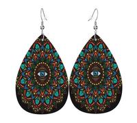Légères Boucle D'Oreille En Cuir Mandala Yeux Maléfiques Grecs Leather Earrings Tendance Boucle D'Oreilles Pendantes En Cuir Pour Femmes Fête Fête