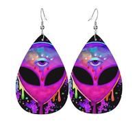 Légères Boucle D'Oreille Rainbow Éclaboussures Extraterrestre Troisième Œil Boucles D'Oreilles Femme Impression Boucle D'Oreille En Cuir Pour Decorations Fête Fête