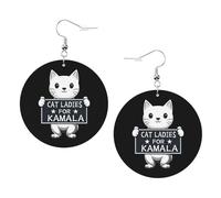 Légères Boucle d'oreilles pendantes en cuir Les femmes à chats soutiennent Kamala, présidente du HS 2024. Boucles d'oreilles femme Confortables Boucle d'oreille en cuir pour Filles Femmes