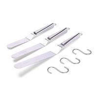 LEGERM Professional Spatule Coudée Lot de 3, Spatule Patisserie Pour Boulangers et Chefs, Ustensile de Pâtisserie, Acier Inoxydable, Argenté, 15, 20, 25 cm