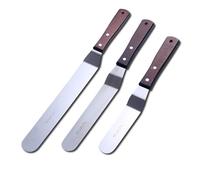 LEGERM Set de 3 Spatule Patisserie Inox (15/20/25 cm) - Spatule Coudée Patisserie Pour Glaçage et Décoration de Gâteaux, Cupcakes - Professionnelle avec Manche Anti-Dérapant