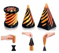 LeGeYo Impossible Cone 3 pcs Sculpture Pass-Through imprimée 3D Fidget Spirale cône Pyramide Cylindre Déco Bureau Anti-Stress Violet (Gold)