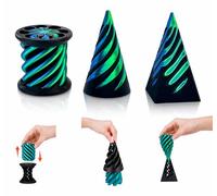 LeGeYo Impossible Cone 3 pcs Sculpture Pass-Through imprimée 3D Fidget Spirale cône Pyramide Cylindre Déco Bureau Anti-Stress Violet (Green)