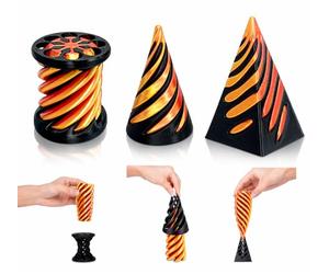 LeGeYo Impossible Cone 3 pcs Sculpture Pass-Through imprimée 3D Fidget Spirale cône Pyramide Cylindre Déco Bureau Anti-Stress Violet (Gold)