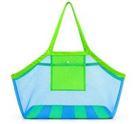 LeGeYo Sac de Plage Sac Filet Jouets de Plage Grande Beach Bag Verte pour Jouets de Sable Vacances en Famille
