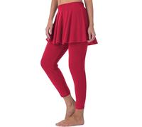 Legging 2 en 1 pour femme avec jupe élastique taille haute - Jupe de tennis extensible - Pantalon de sport décontracté froncé - Jupe de hockey - Capris d'entraînement, de gym, de yoga - Jupe-short 3/4