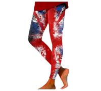 Legging 2025 pour femme - Imprimé tie-dye - Pour le jour de l'indépendance - Pantalon de yoga heureux, Rouge, XXL