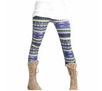 Legging 2025 pour femme - Taille haute - Motif floral - Pantalon polyvalent - Coupe ajustée - Pantalon extensible décontracté pour le quotidien, le travail, la maternité, bleu, S