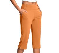 Legging 3/4 Femme,Pantacourt Femme Été Grande Taille Élastique Pantalon De Jogging Léger Corsaire Sport De Couleur Unie Pants Stretch Confort avec Poche Pantalons Loisirs pour Yoga