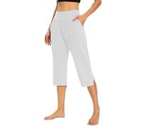 Legging 3/4 Femme,Pantacourt Femme Été Grande Taille Élastique Pantalon De Jogging Léger Corsaire Sport De Couleur Unie Pants Stretch Confort avec Poche Pantalons Loisirs pour Yoga