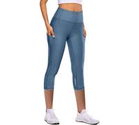 Legging 3/4 Femmes Pantalon de Sport, Jegging Taille Haute Femme Yoga Opaque Doux Corsaire Pantacourt Contrôle du Ventre Extensible Panneau Élastique Pantalon Dames Gym Fitness Minceur Leggings
