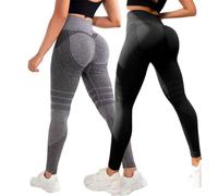 Legging 3D Anti Cellulite Femme, Femme Legging Anti-Cellulite à Compression, Minceur Leggings Taille Haute sans Couture, Push-Up Opaque Yoga Fitness Pantalon Sport (Noir + Gris Clair,XXXL)
