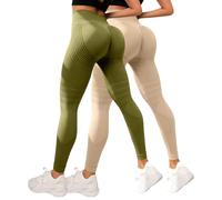 Legging Anti Cellulite Femme 2PC Leonie & Co Leggings 3D Anti Cellulite Femme Compression Minceur Taille Haute sans Couture Pantalon de Sport Yoga Fitness Sculptant Push-up Legging