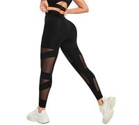 Legging Anti Cellulite Femme Legging Compression - Pantalon Yoga Taille Haute Sexy avec Rehaussement des Hanches Et Anti-Transpiration Partiellement Transparent Slim Respirante Pants Fitness