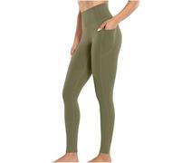 Legging Anti Cellulite Femme Taille Haute Push Up Poches Latérales Tissu Séchage Rapide Compression Pantalon De Sport Yoga Fitness Gym Extensible Et Doux B-Vert Militaire, L