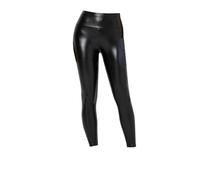 Legging aspect cuir grande taille en V dos en cuir synthétique pour femme Scrunch Butt Lifting V Cut Shape Ruched Squat Proof Leggings Light Biker Jacket Women, Noir , M