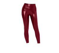 Legging aspect cuir grande taille en V dos en cuir synthétique pour femme Scrunch Butt Lifting V Cut Shape Ruched Squat Proof Leggings Light Biker Jacket Women, Rouge, XXL