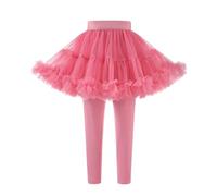 Legging avec Jupe Intégrée Enfant Fille Taille Haute Elastique 1-7 Ans Legging Fille Extensible Confortable Chic Stretch Casual Danse Vacances Sports Pantalon (Watermelon Red, 6-7 Years)