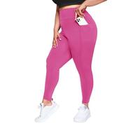 Legging avec poches, haute élasticité, sans couture, anti-cellulite, ne roule pas, ni transparent, pour l'entraînement, au quotidien, rose, XXL