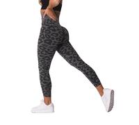 Legging Brillant Femmes Bleu Populaire Pantalon Court Imprimé Léopard en Couleur Flocon de Neige. Pantalon de Yoga sans Couture avec Motif Léopard Jacquard Imprimé Animal Pantalon de Jogging Femmes