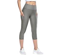 Legging Court Femme Legging Push Up, Pantalon Sport Taille Haute 31D Anti Cellulite Amaigrissant Minceur Elastique Opaque Ventre avec Poches LatéRales Loisirs