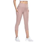 Legging Court Femme Legging Push Up - Pantalon Sport Taille Haute 3D Anti Cellulite Amaigrissant Minceur Elastique Opaque Ventre avec Poches LatéRales Loisirs