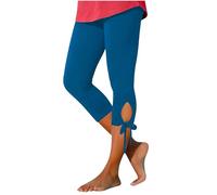 Legging court pour femme - Extensible - Pour jogging, yoga, course à pied - Taille élastique - Longueur 3/4 - Pantalon capri léger et serré - Pantalon court de sport, Bleu clair 3., S