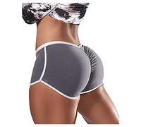 Legging court pour femme Push Up Running Legging court de sport Opaque Scrunch Elastiques Shorts Taille haute Contrôle du ventre Grande Taille Leggings Shorts Fitness Jogging Offres, Gris, S