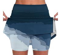 Legging court pour femme taille haute à séchage rapide imprimé 2 en 1 Short de course d'été 2 en 1 avec poches athlétique voyage léger pour gym, entraînement, yoga, cyclisme, jogging, motard, bleu, M