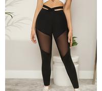 Legging croisé avec tulle L,M,S,XL,XS,XXLUnicoloreÉtoffe