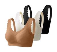 Legging Cuir Soutien-Gorge Gather Doux et Confortable, sans Armatures, Lingerie Femme, Soutien-Gorge de Sport Quotidien, Lot de 3 Bustier Harnais (Sky Blue, XL)