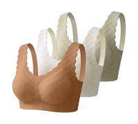 Legging Cuir Soutien-Gorge Gather Doux et Confortable, sans Armatures, Lingerie Femme, Soutien-Gorge de Sport Quotidien, Lot de 3 Bustier Harnais (Light Blue, XL)