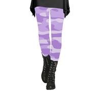 Legging de compression doublé en polaire pour femme - Automne et hiver - Camouflage - Imprimé artistique - Pantalon souple et extensible pour femme - Legging léopard 7/8, violet, XXL