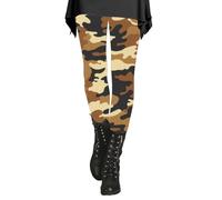 Legging de compression doublé en polaire pour femme - Automne et hiver - Camouflage - Imprimé artistique - Pantalon souple et extensible pour femme - Legging léopard 7/8, jaune, L
