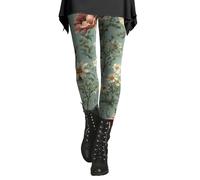 Legging de compression en polaire pour femme - Taille haute - Imprimé floral - Doux comme du beurre - Collants thermiques chauds - Grande taille - Contrôle du ventre - Pantalon de course à pied et