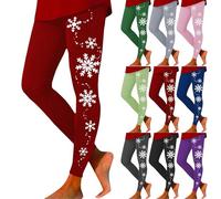 Legging de Noël pour femme en coton - Pantalon de yoga long et coloré - Legging noir en coton - Taille haute - Leggings d'hiver doublés - Opaque - Noir - Pantalon de yoga - Collants longs, Noir , S
