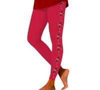 Legging De Noël pour Femme Leggings Sport 3D Womens Clothing Motif Lutin Pantalon Imprimé Coton Vêtements Thermique Push Up Neige Fleur Élastique Mode Élégant Rouge XL