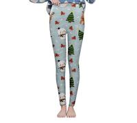 Legging de Noël rétro pour femme - Doublure en polaire - Pantalon thermique taille haute - Extensible - Chaud - Collants d'hiver - Vêtements de sport d'intérieur et d'extérieur, bleu clair, L